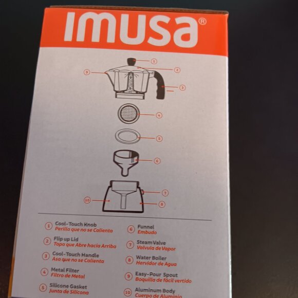 IMUSA ALUMINUM ESPRESSO STOVETOP COFFEEMAKER  3 CUP - Picture 2 of 5